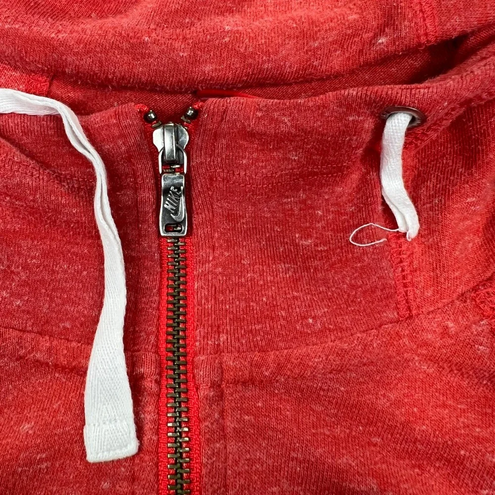 NIKE Full Zip Hoodie Womens Size M Red Gym Vintage Heathered Lightweight Gym